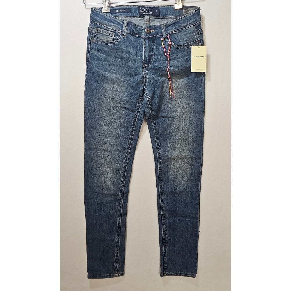 Lucky Brand Girl's Zoe Skinny Blue Jeans, Sz 12, Ada Wash, 26x24, w/Tassel, NWT